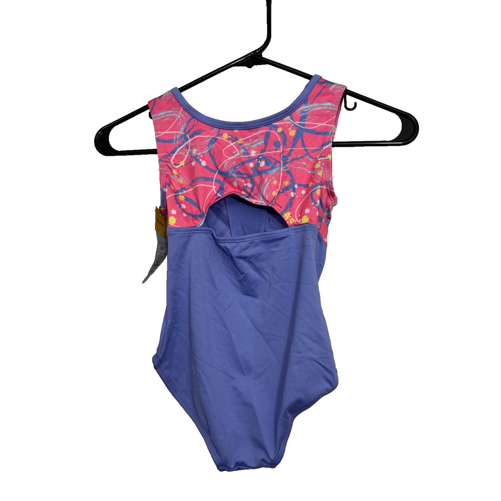 Cat & Jack Girls' Gymnastics 'Scribbles' Pull-on Leotard Size S Periwinkle Blue - Picture 3 of 3